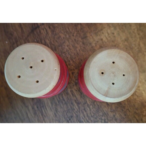 Vintage Nautical Lighthouse Salt Pepper Shakers Handpainted Wood Never Used - Picture 4 of 4